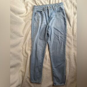 Old Navy O G Straight High Rise Split Hem Light Wash Jeans